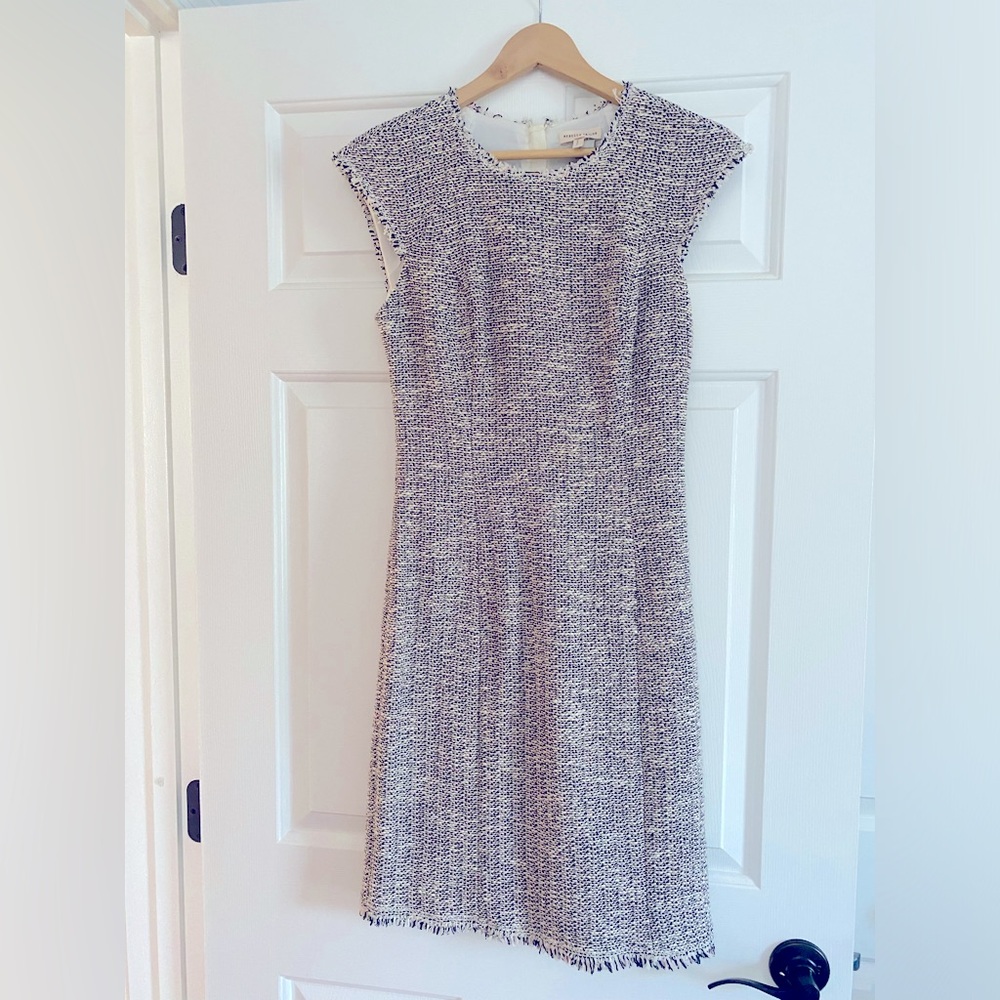 Rebecca Taylor tweed dress with fringe, size 4. Length 47 inches.